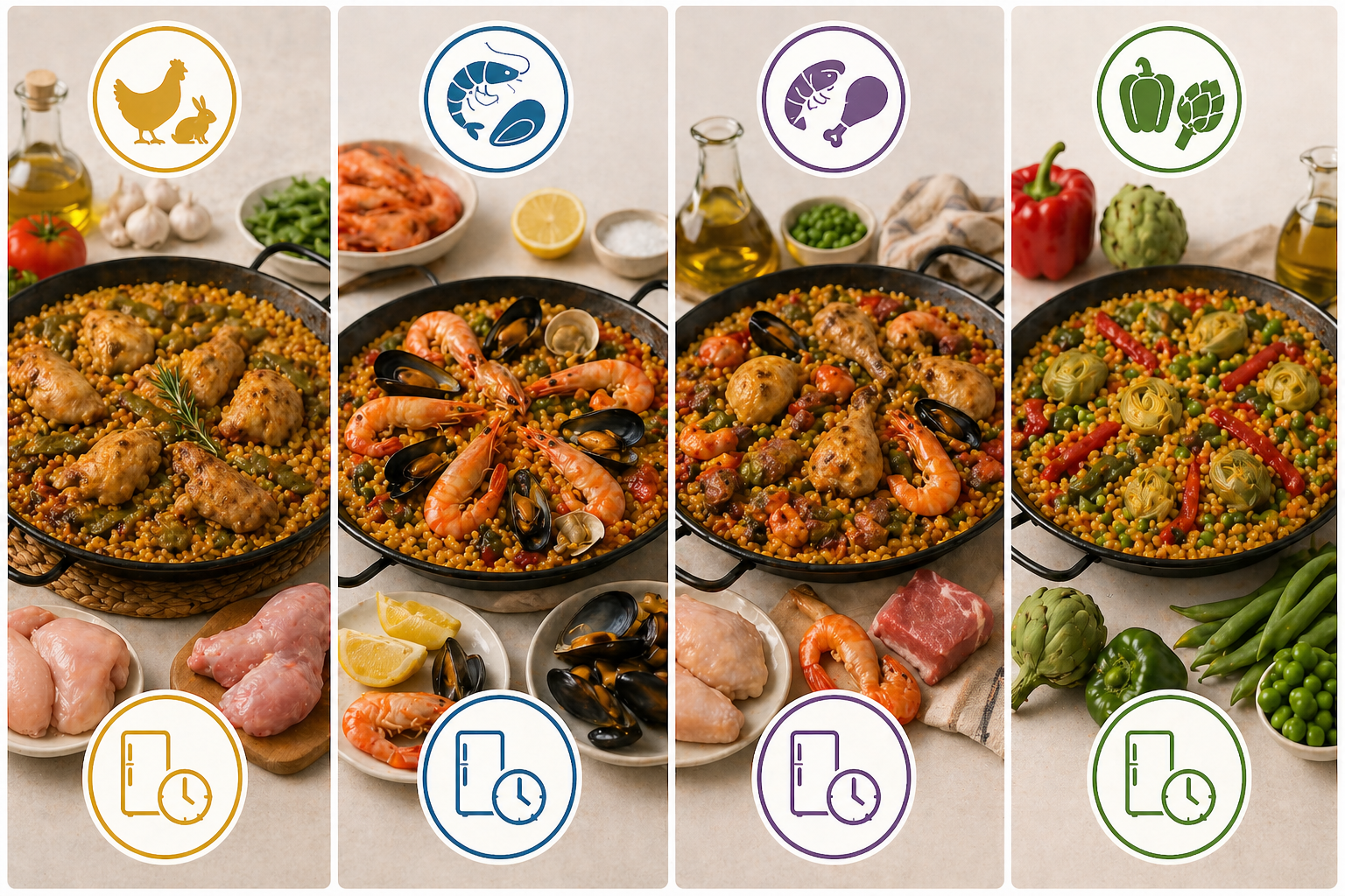 Diferentes tipos de paella